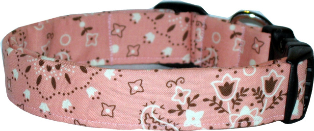 Pink & Brown Bandana Handmade Dog Collar